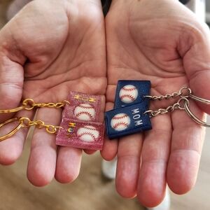 Baseball Mom Keychain Pink Or Blue- Stocking Stuffer Alert!